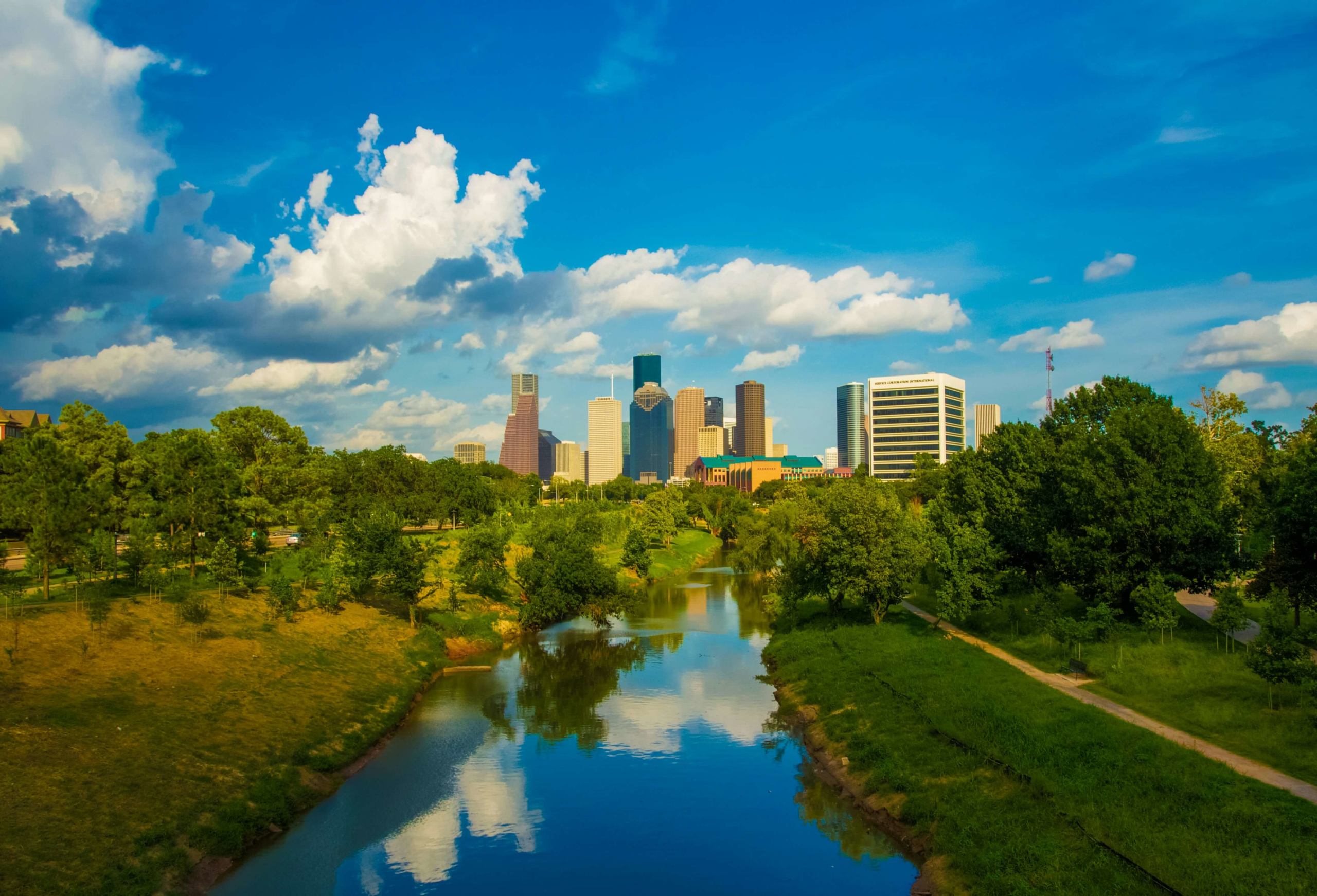Image of a park with the Houston, TX skyline in the back on a sunny day. Learn how effective online therapy for introverts can be when it comes to embracing your traits and accepting yourself.